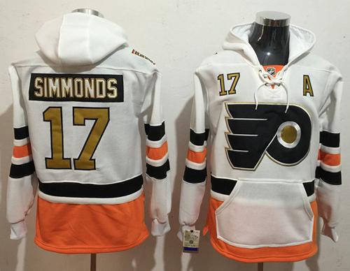 Flyers #17 Wayne Simmonds White 3rd Name & Number Pullover NHL Hoodie - Click Image to Close